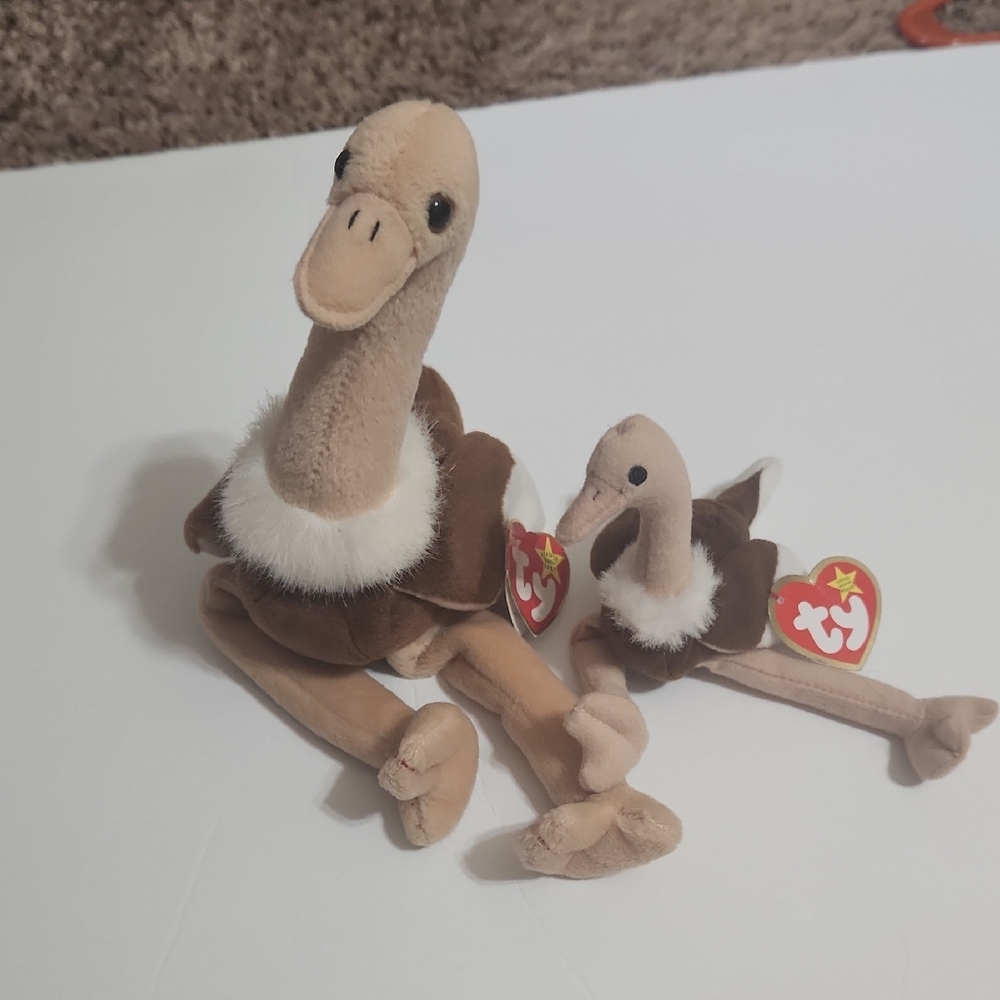 Ty Beanie Babies Ostrich Stretch And Teenie Beanie Baby Stretch
